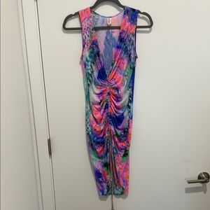 Luli Fama ruched dress cover up small